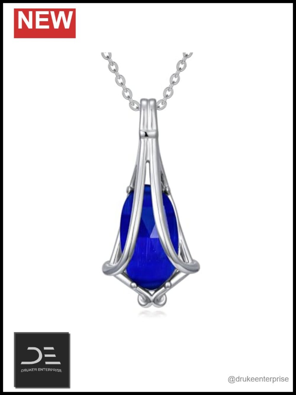 18K White Gold Plated Sapphire Birthstone Infinity Pendant Necklace